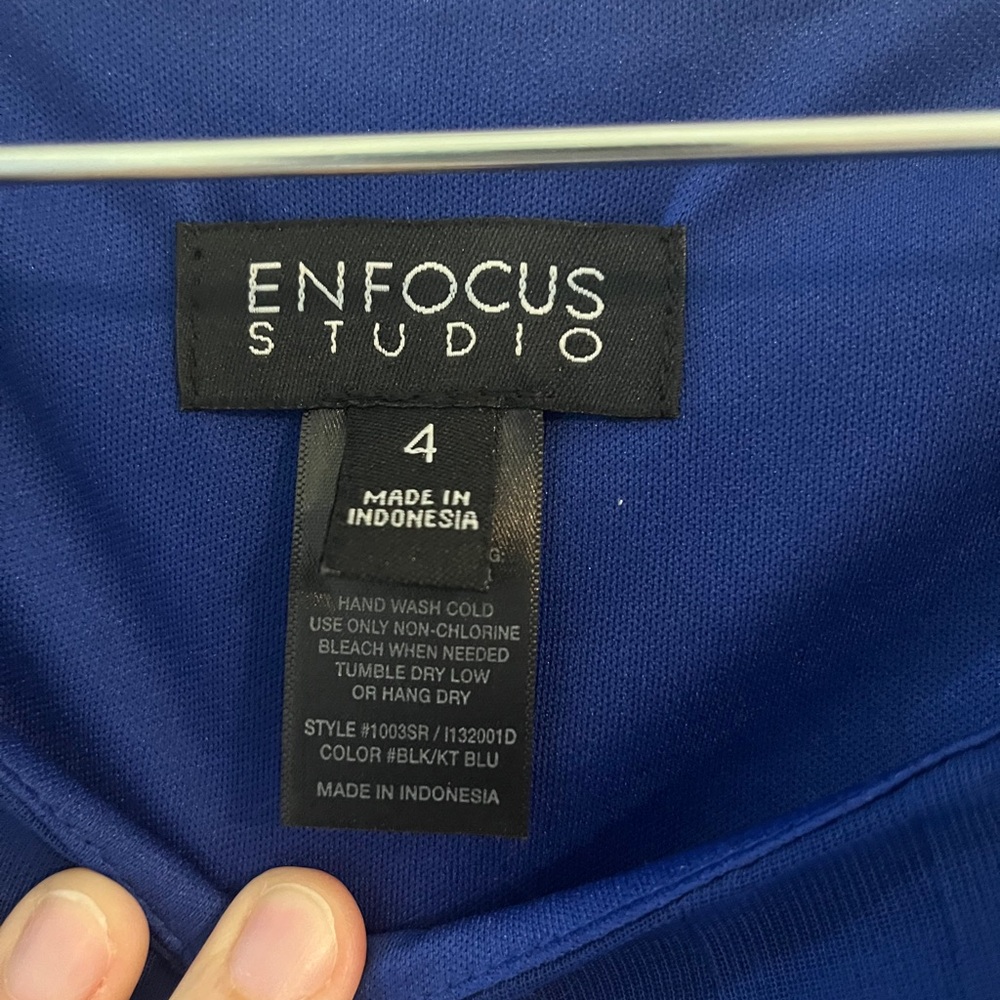 EnFocus Studio size 4 blue and black dress.  Sheer dark blue on the top. - Picture 2 of 6